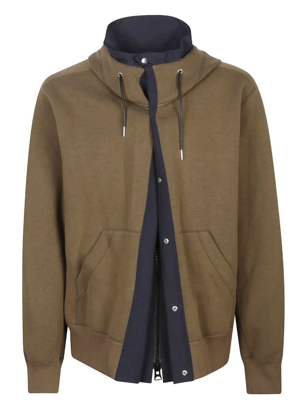 

Хлопковый свитер с капюшоном и вставками SACAI, нейтральный