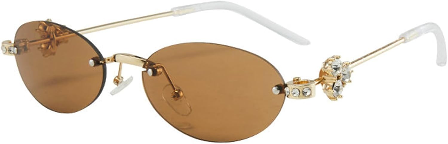 

Солнцезащитные очки Willochra Bling с овальными стразами для женщин, модные многоугольные солнцезащитные очки в стиле Y2k с бриллиантами, защита от ультрафиолета UV400, металлические очки, C2