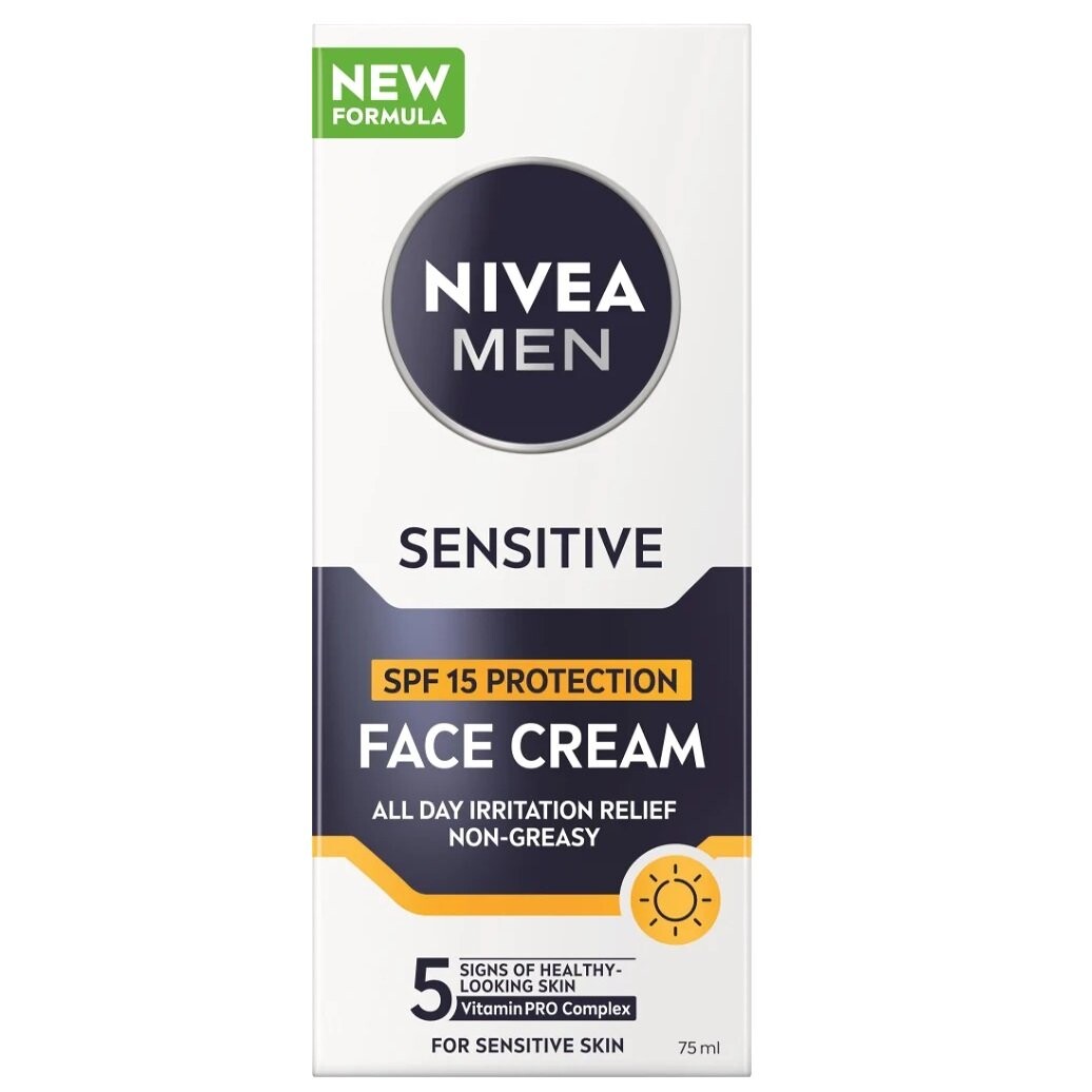 

Nivea, Мужской защитный крем для чувствительной кожи SPF15, 75мл