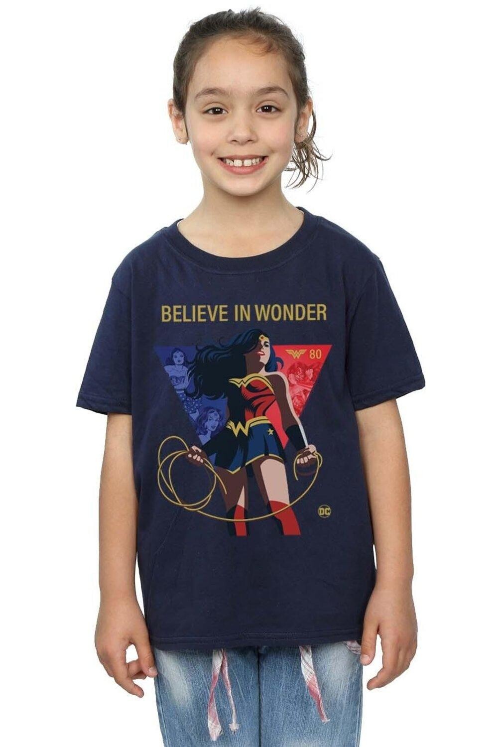 

Хлопковая футболка «Чудо-женщина в честь 80-летия Believe In Wonder Pose» DC Comics, темно-синий