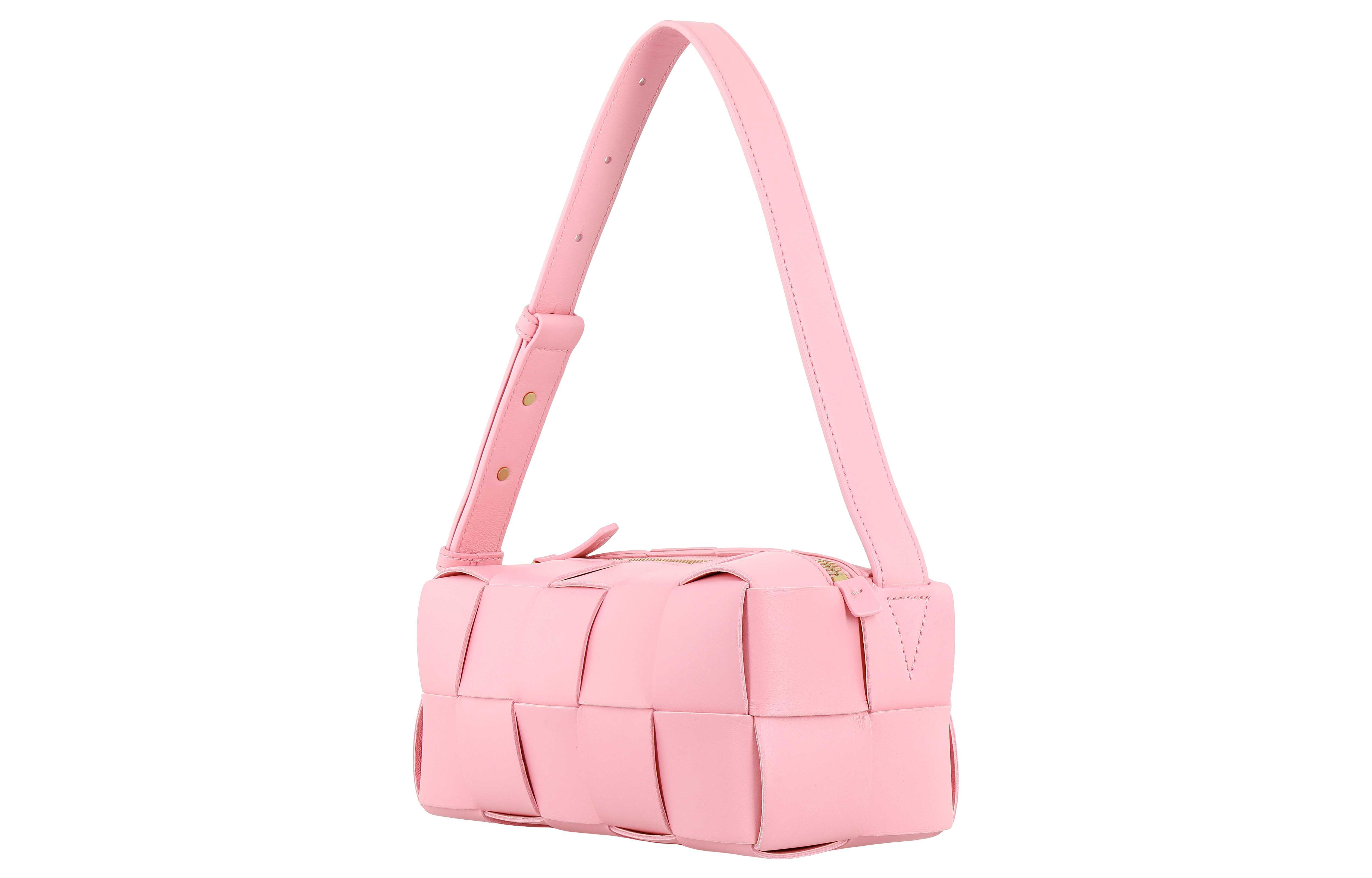 Bottega Veneta Кожаная сумка Brick Casstte Waffle через плечо, женская сумка-портфель, сумка через плечо pink — фото 2