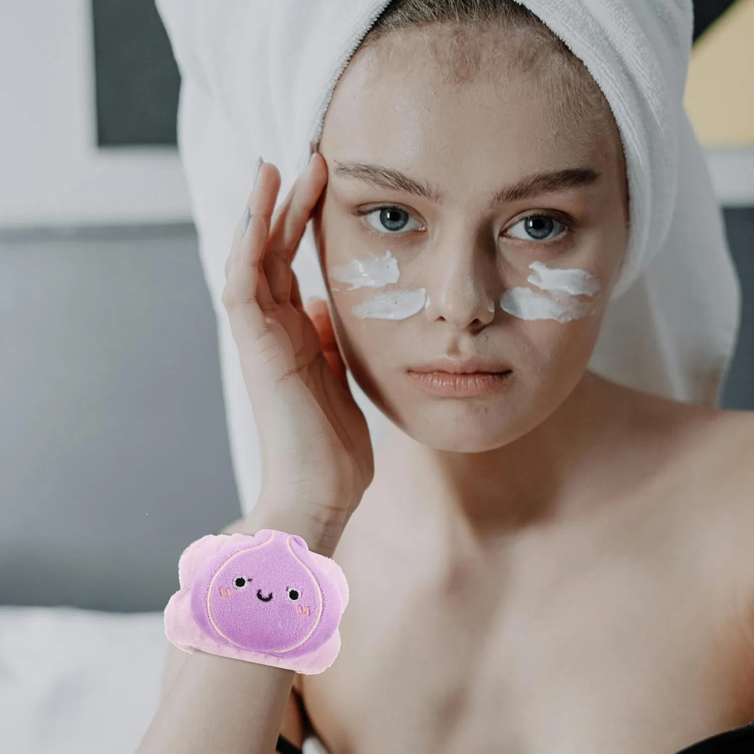 Повязка для умывания Homocono фиолетовая, 1 пара — фото 4
