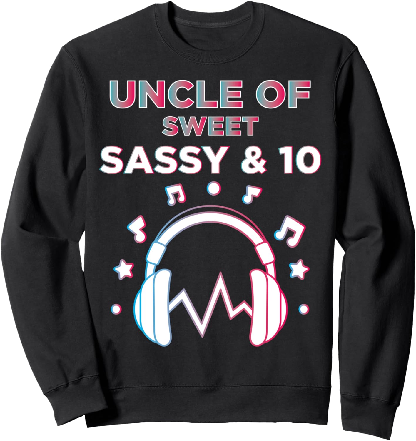 

Толстовка Sweet Sassy and 10 Headphones Uncle Music на 10-й день рождения Family Look 10 Year Old Musical Decorations Gifts, черный