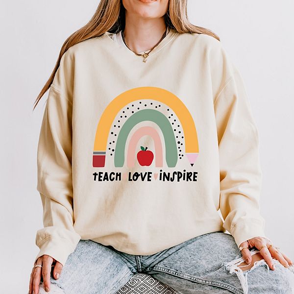 

Свитшот teach love inspire rainbow lightweight garment dyed Simply Sage Market, Ivory, Зеленый, Свитшот teach love inspire rainbow lightweight garment dyed Simply Sage Market, Ivory