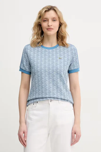 Футболка Lacoste с геометрическим узором, Slim Fit, синяя