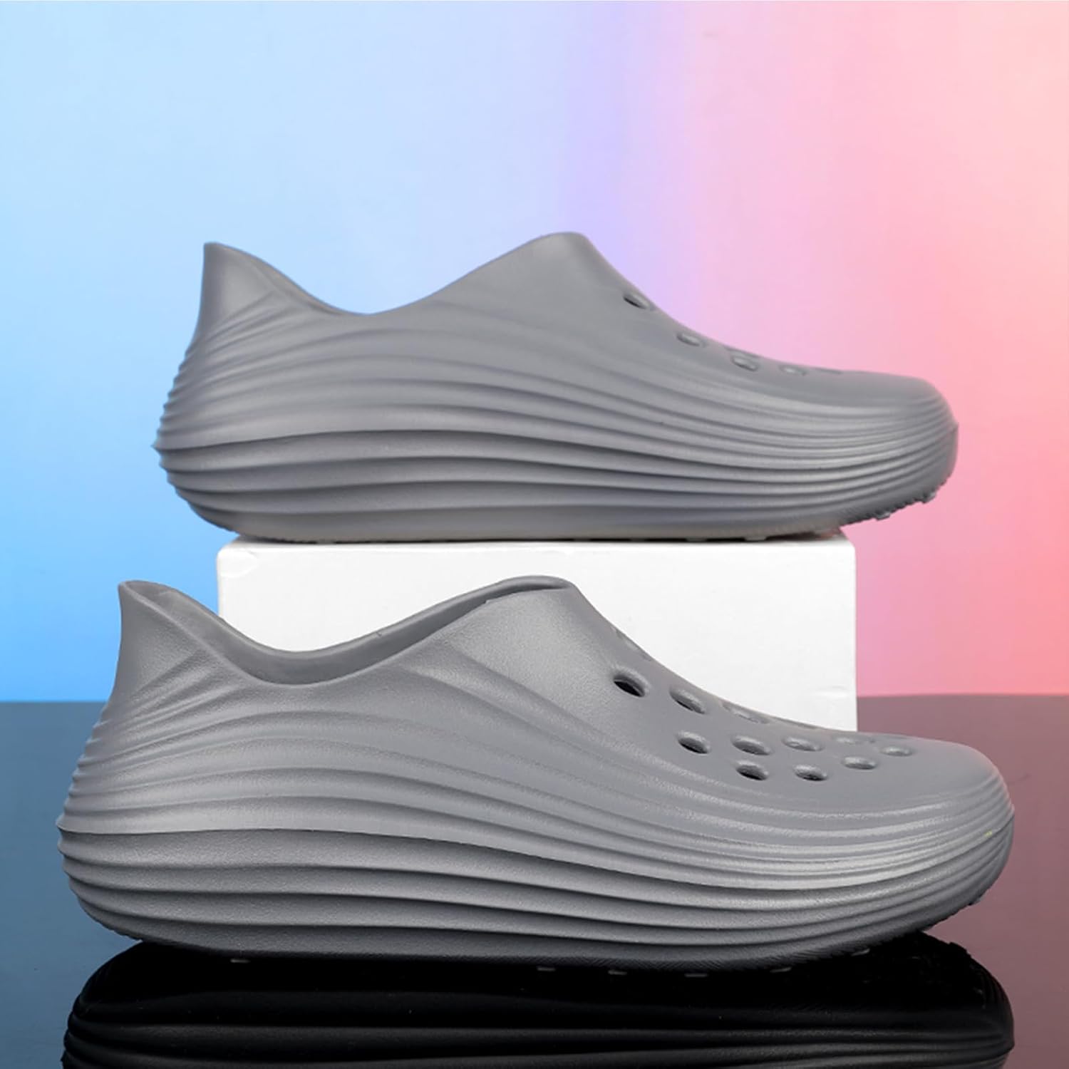 Кроссовки Foam Runner для мужчин и женщин, без шнурков, с вырезами, в стиле Foam Runner, легкие, долговечные, из EVA, дышащие, мягкие тапочки-облака для мужчин и женщин Inkuil, серый — фото 2