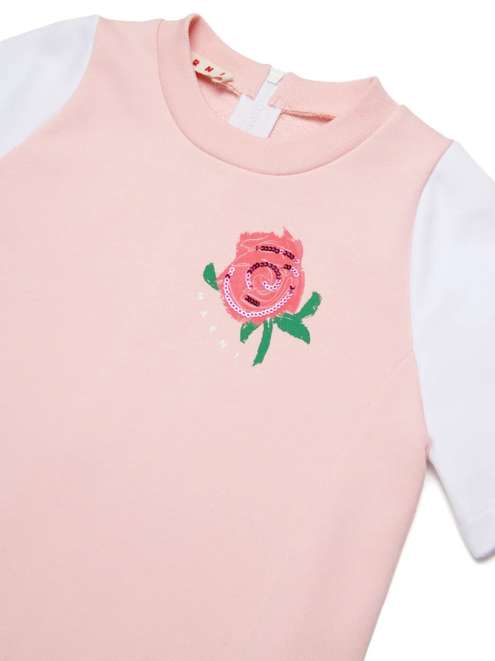 Платье с оборками и цветочным принтом Marni Kids, розовый — фото 3