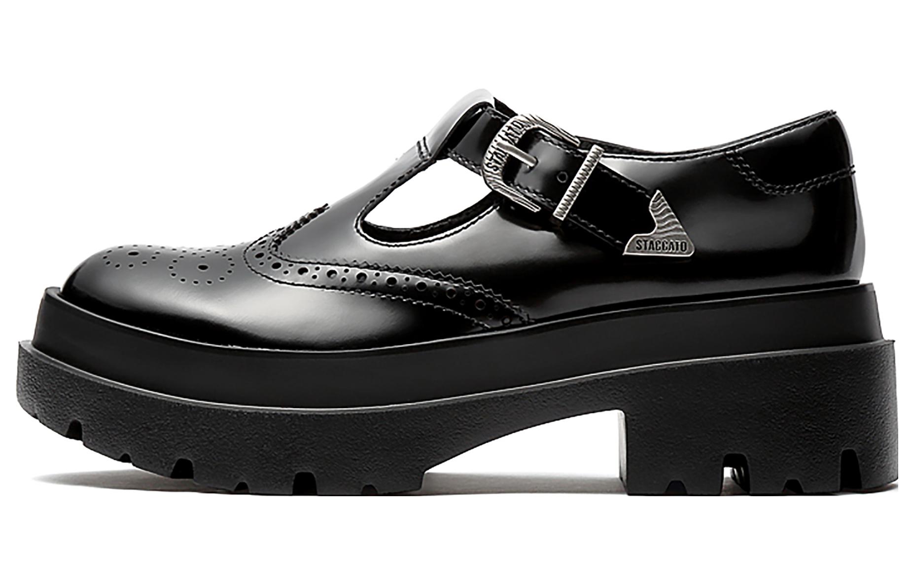 Туфли Мэри Джейн на массивном каблуке 6 см Truffle Black Staccato