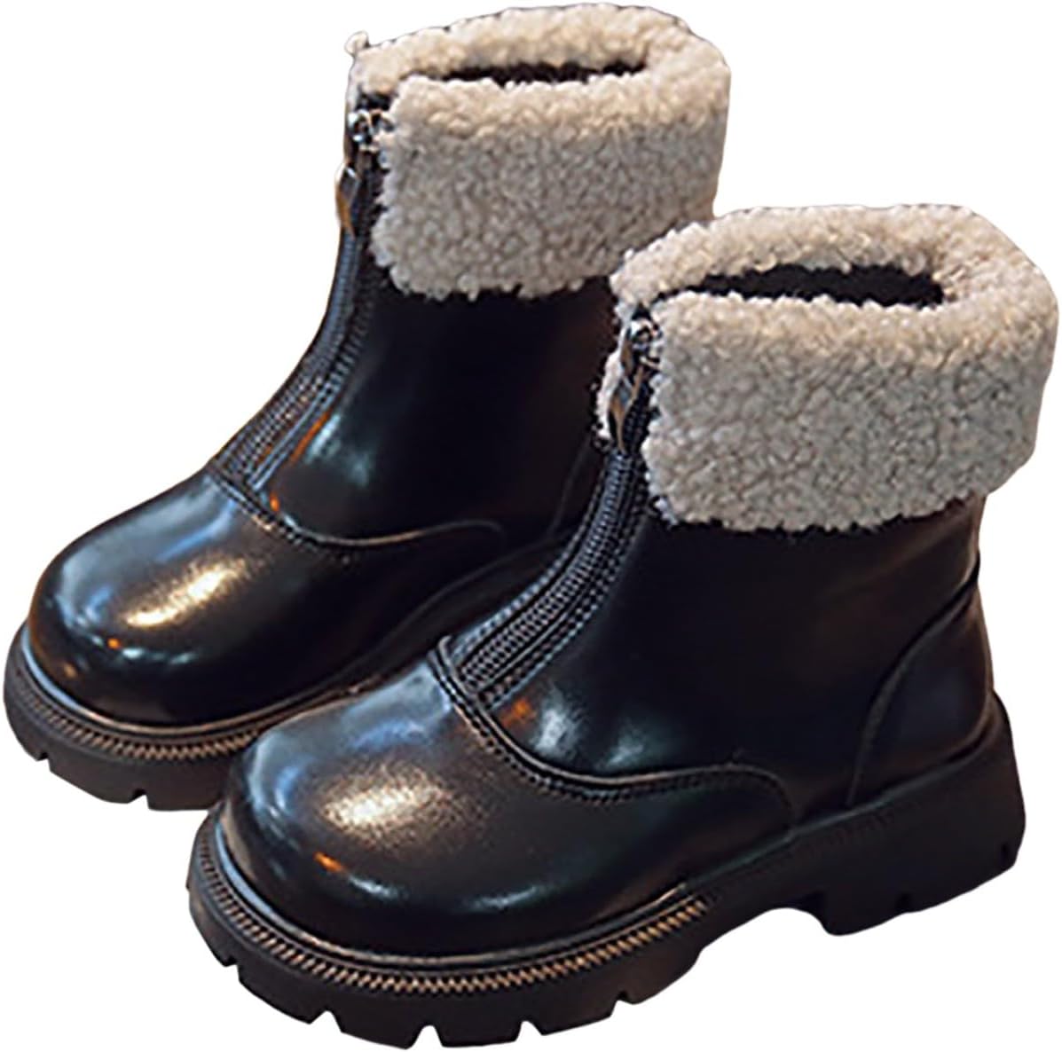 

Ботильоны IWIHMIV с молнией, утепленные хлопковые ботинки для улицы, кожаные комфортные нескользящие зимние ботинки, Black