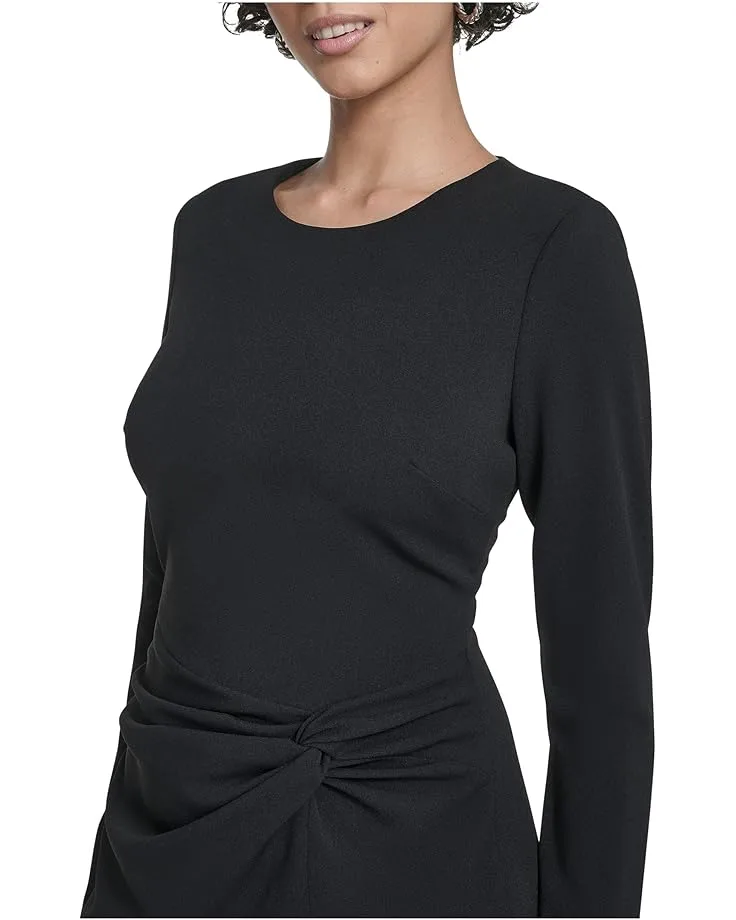 Платье Calvin Klein Long Sleeve Solid Rouched Midi, Black — фото 4