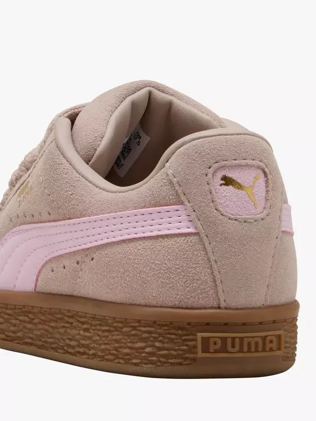 Детские замшевые кроссовки XL на шнуровке, розовые PUMA — фото 3