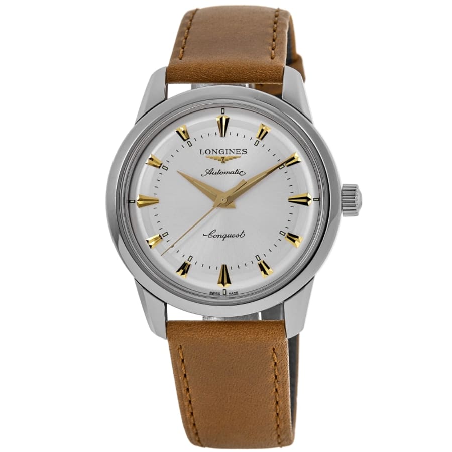 

Longines Conquest Heritage Automatic Серебряный циферблат Кожаный ремешок Мужские часы L1.650.4.72.2