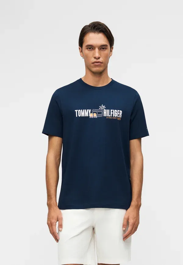 Футболка Tommy Hilfiger с графическим принтом, угольно-синий