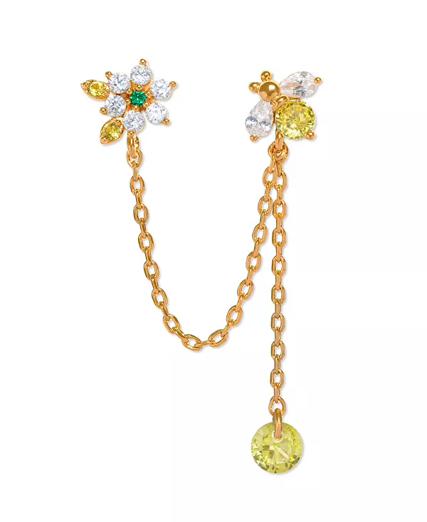 

Двойная сережка-гвоздик с кристаллом, жалящим как пчела Girls Crew, gold