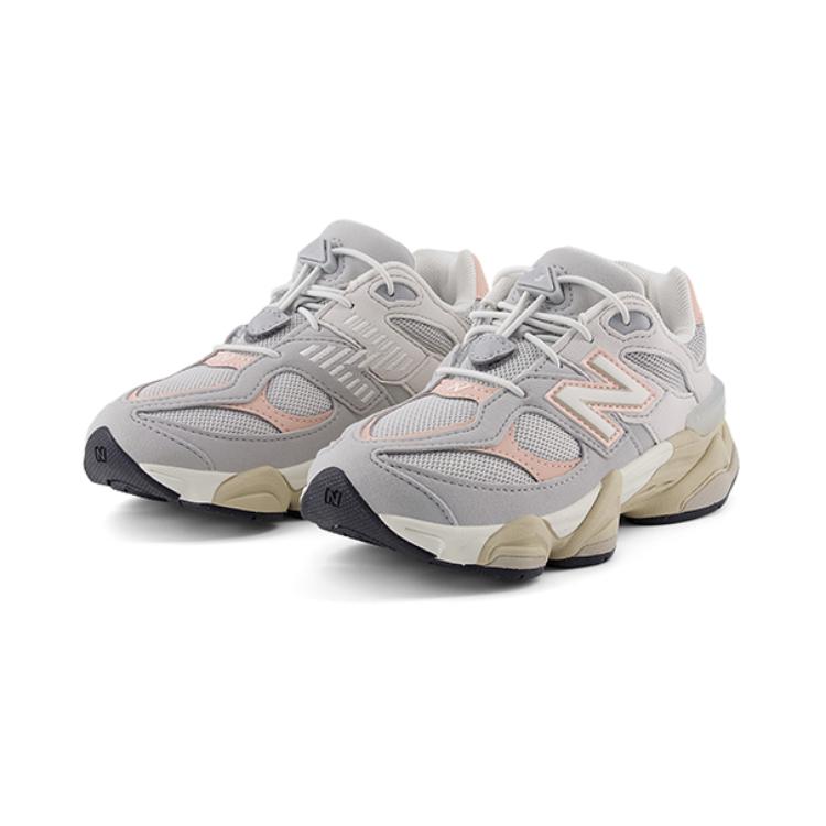 NB 9060 Shock Absorbers Low Top детские повседневные кроссовки Light Gray для детей 3-7 лет New Balance, светло-серый/розовый — фото 3