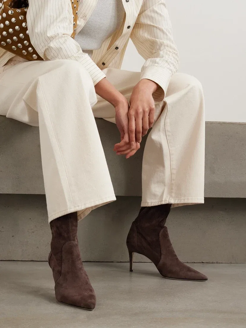 Сапоги-ботильоны Stuart Power из замши Stuart Weitzman, коричневый — фото 2