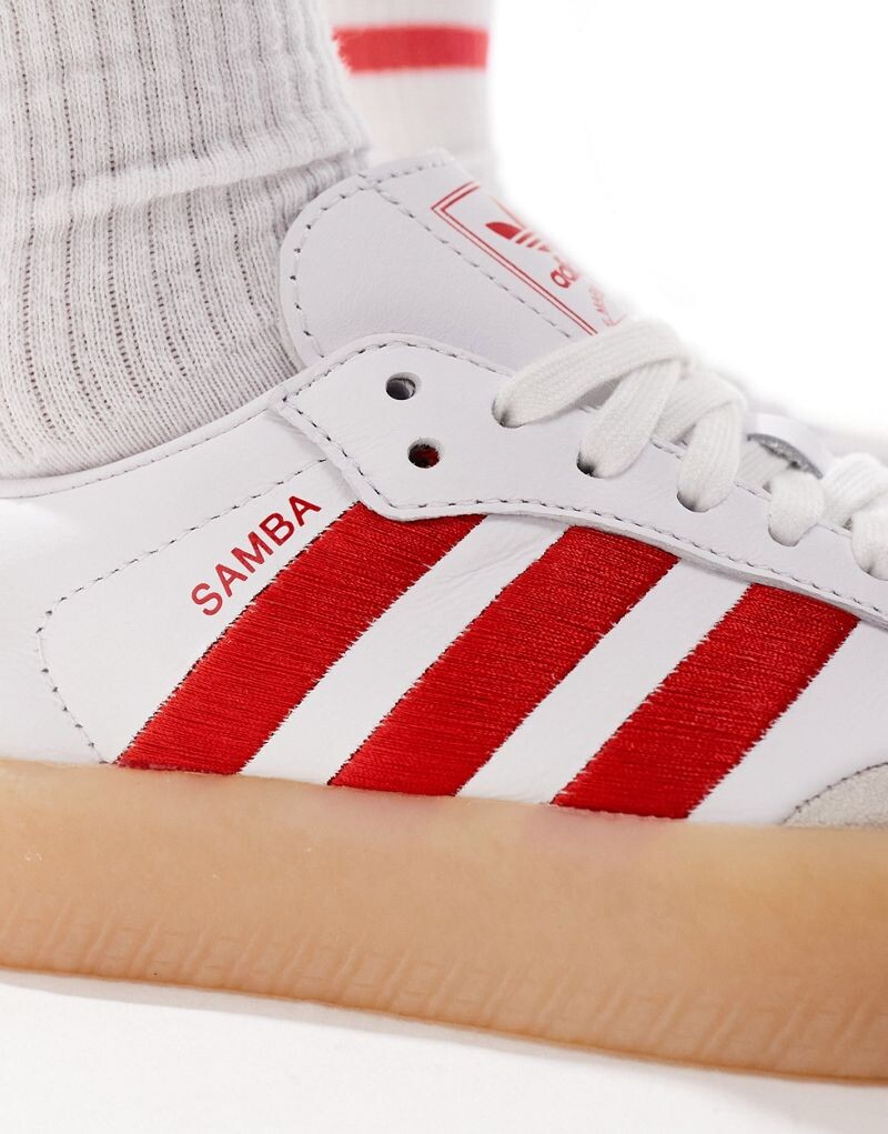 Бело-красные кроссовки adidas Sambae — фото 4