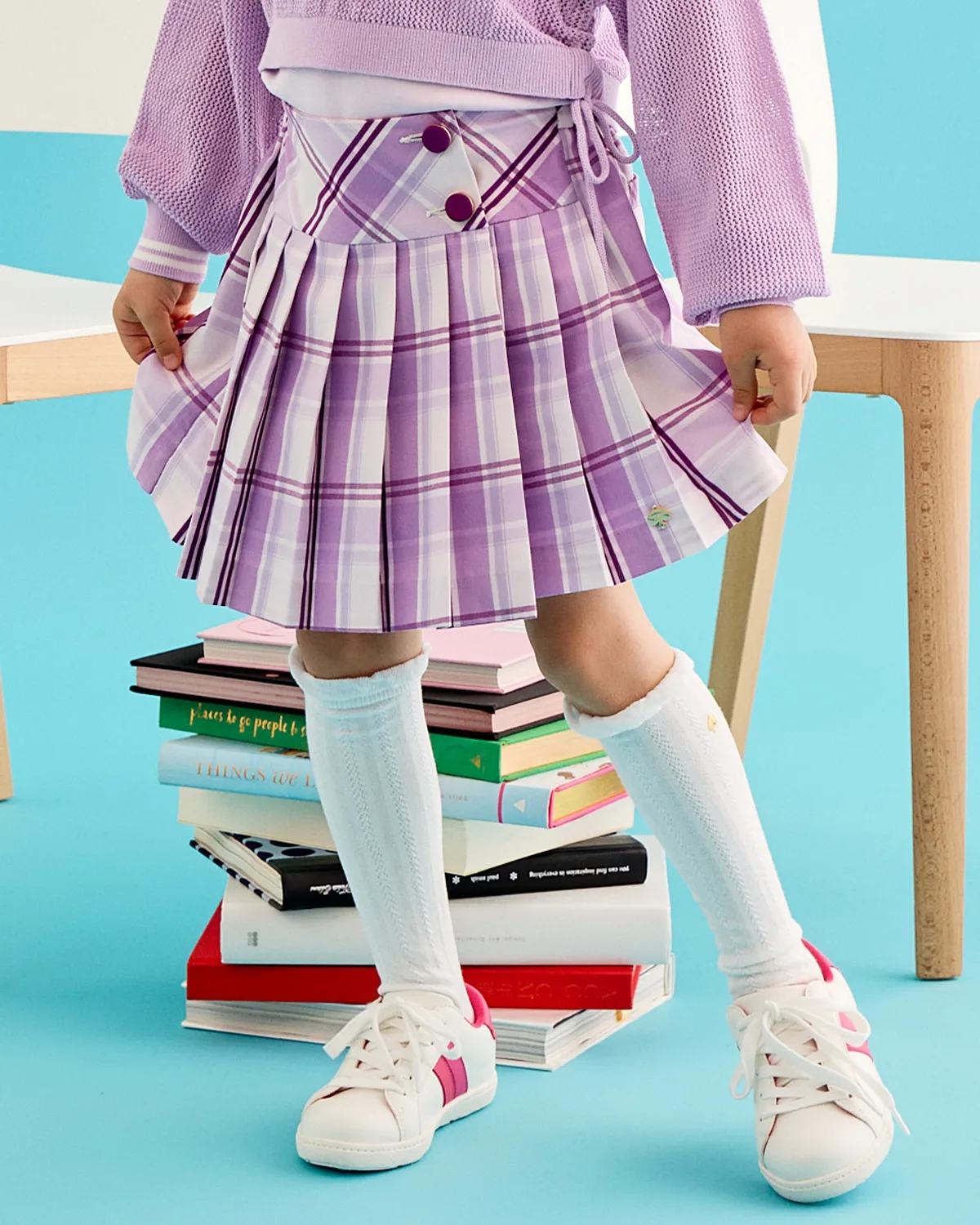 Детская юбка-кюлот в клетку kate spade new york kids лилового цвета
