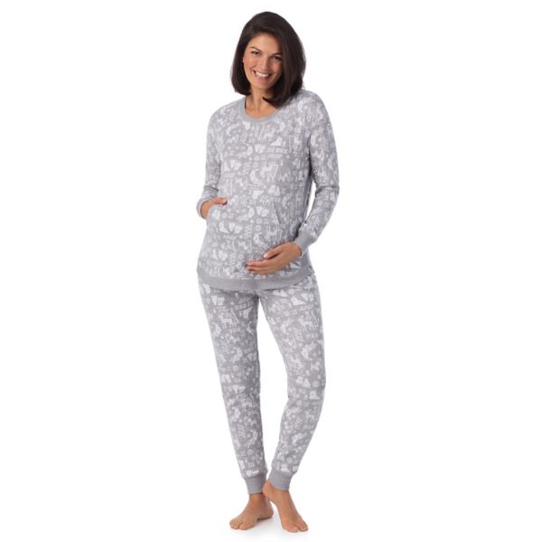 

Комплект пижамы для беременных с вязаным свитером и круглым вырезом Cuddl Duds, цвет grey heather dogs