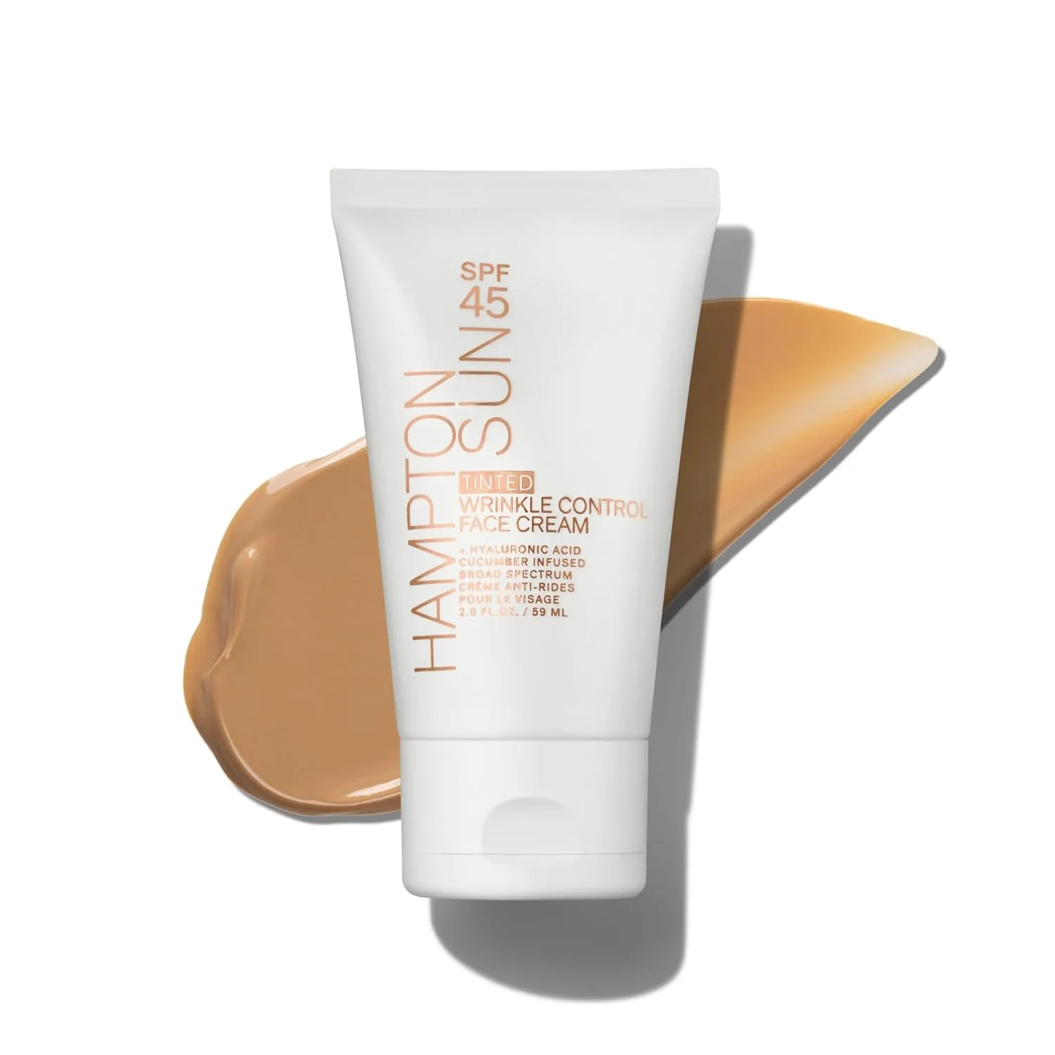 Hampton Sun SPF 45 тонированный крем для лица против морщин, увлажняющий дневной крем с солнцезащитным фильтром, легкое покрытие, сияющий финиш, гиалуроновая кислота и экстракт органического огурца, Tinted
