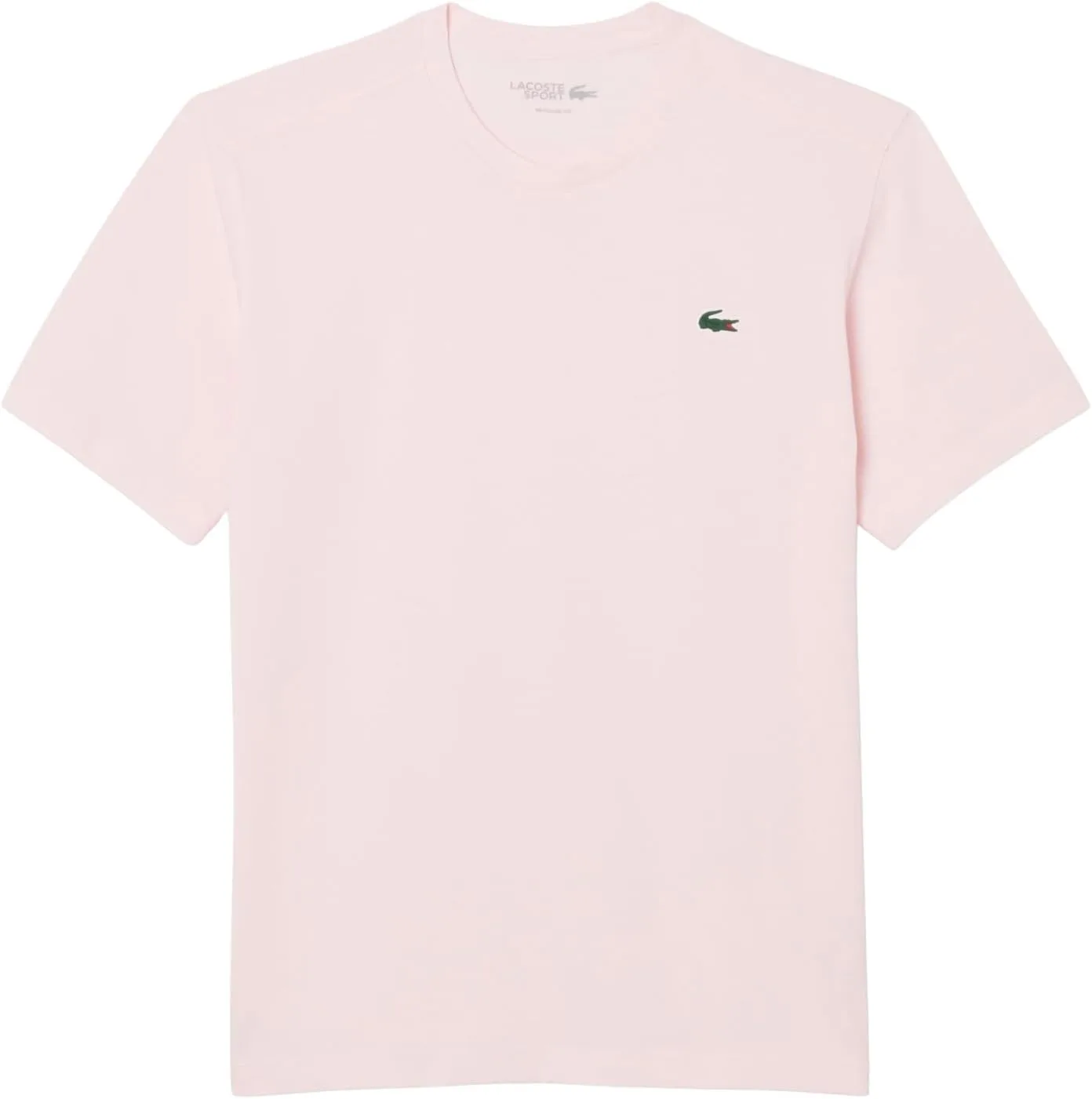 Мужская спортивная футболка Lacoste Sport Ultra Dry Cotton, круглый вырез, короткий рукав, однотонная, фламинго — фото 4