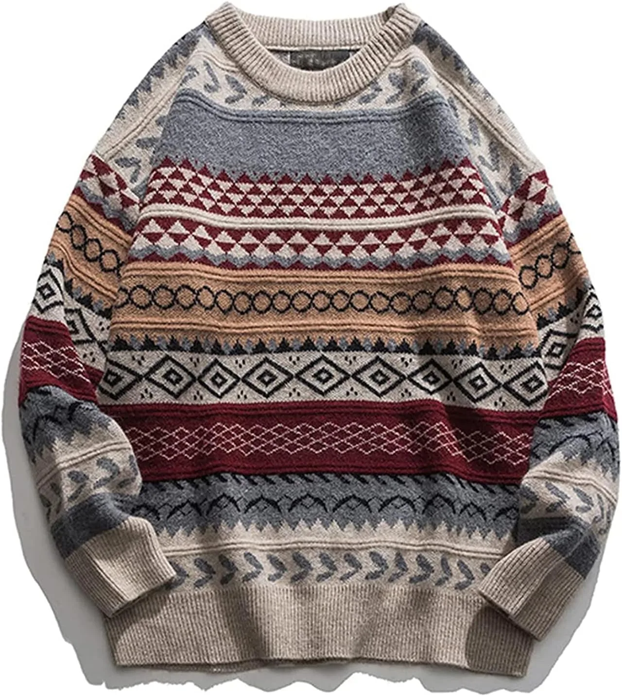 

Gihuo мужской свитер в полоску в винтажном стиле