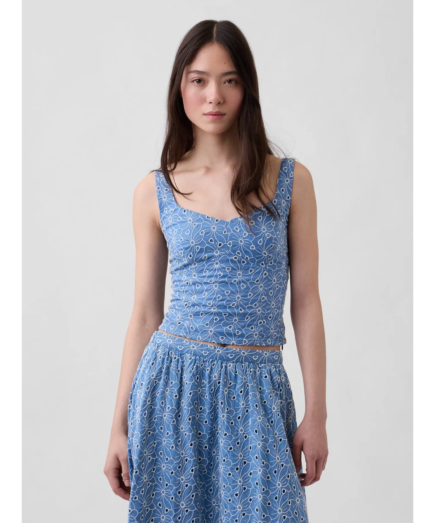 Женский топ-бикини с ажурной вышивкой GAP Ailet Cropped Bustier синий