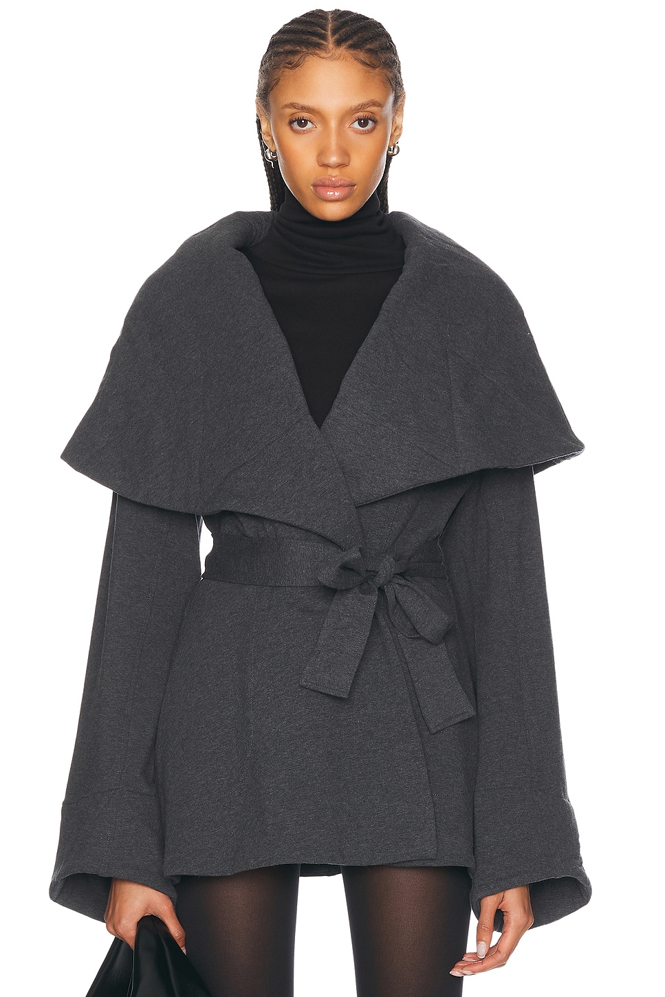 

Куртка с баской и шалевым воротником Norma Kamali, цвет Dark Heather Grey
