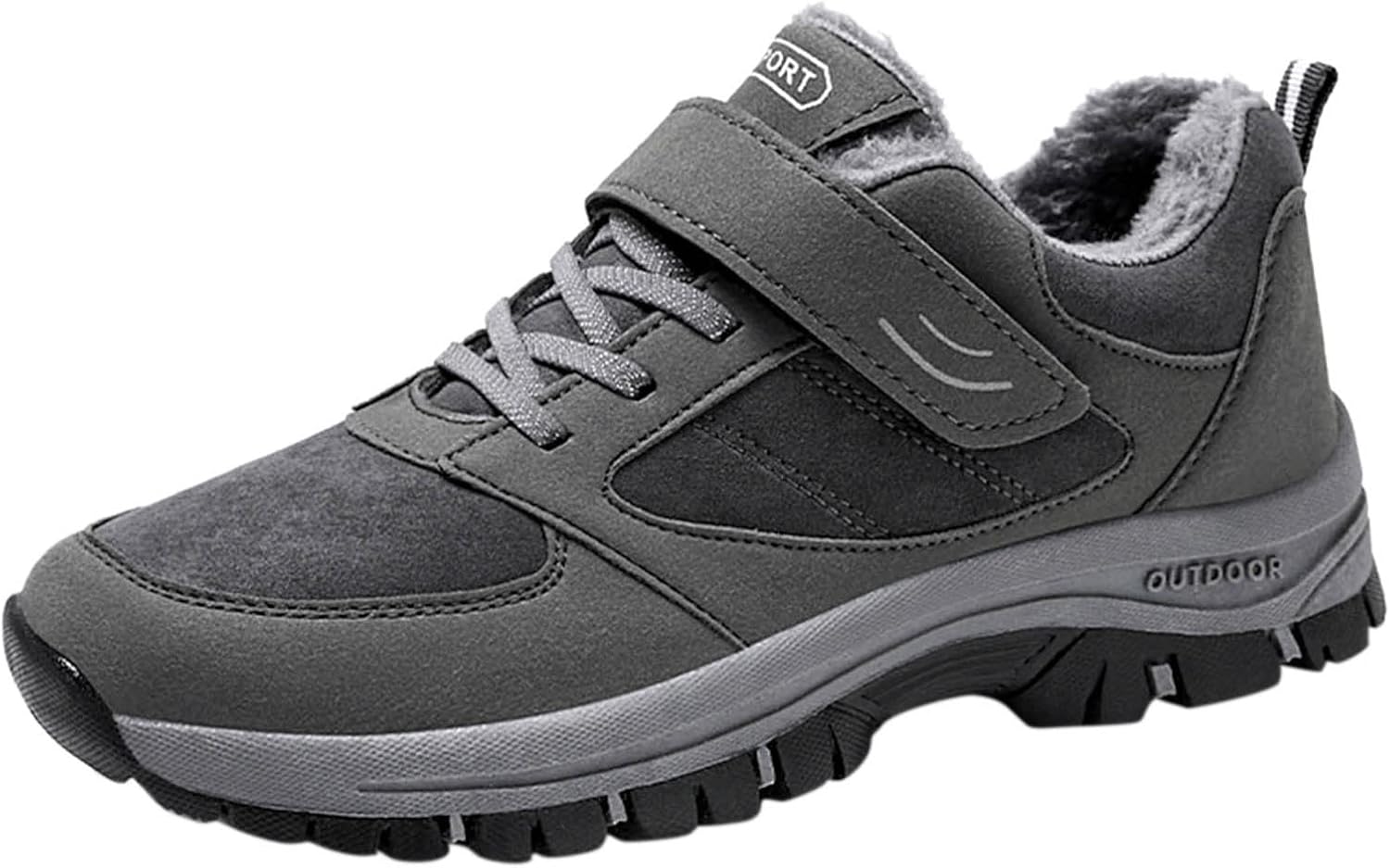 

Мужские зимние ботинки с меховой подкладкой, теплые, водонепроницаемые, легкие, противоскользящие, для холодной погоды, для походов и треккинга Generic, серый