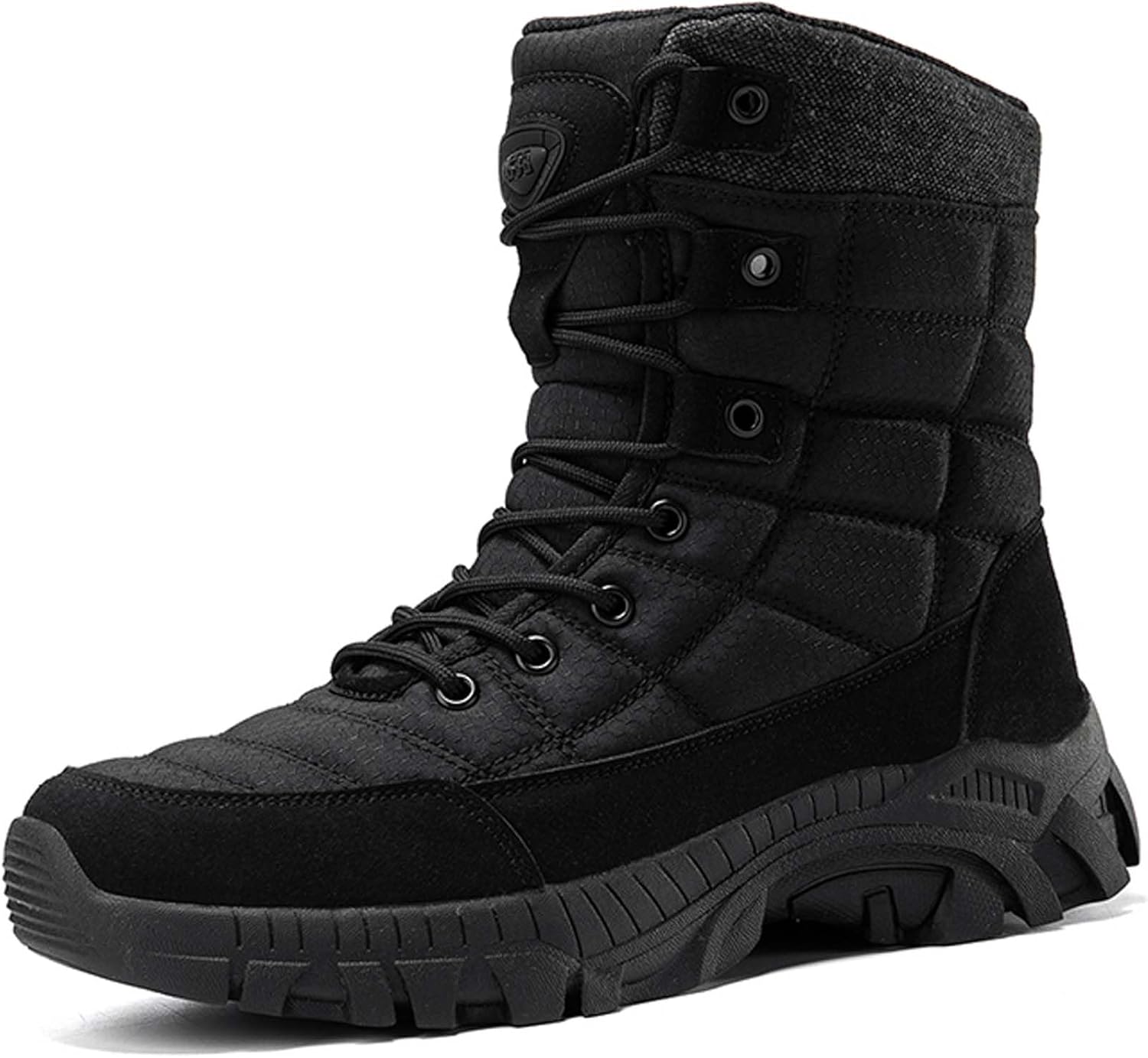 

Мужские походные тактические военные ботинки из кожи, водонепроницаемые, для наружной тренировки, боевые, джунгли, пустыня, износостойкие, с амортизацией, для походов, кемпинга и спорта Generic, черный