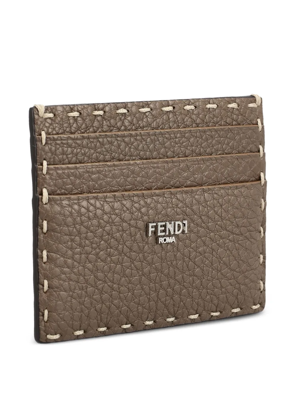 Кардхолдер из зернистой кожи Selleria Fendi, коричневый — фото 3