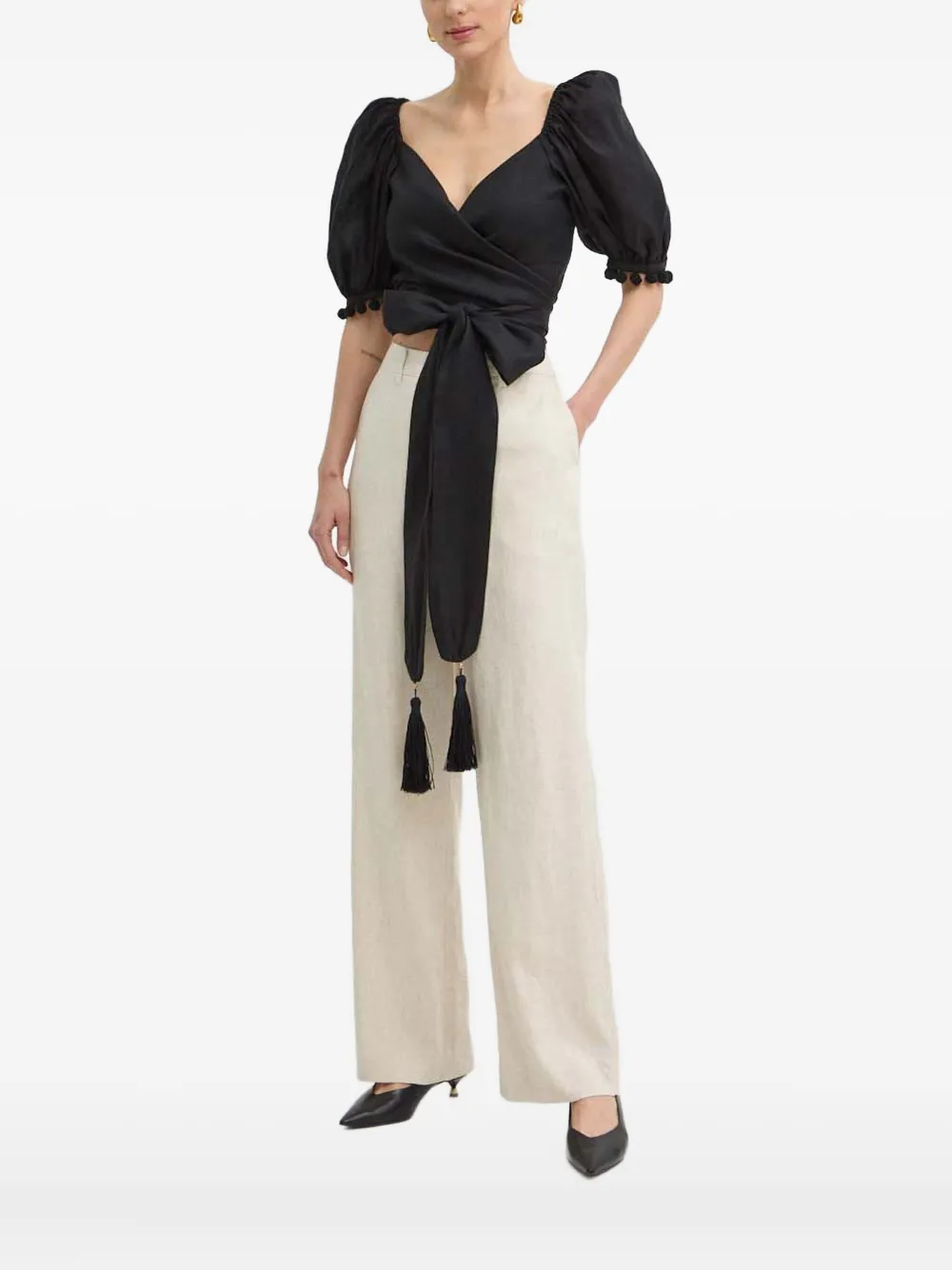 

Блузка с объемными рукавами Luisa Spagnoli, черный