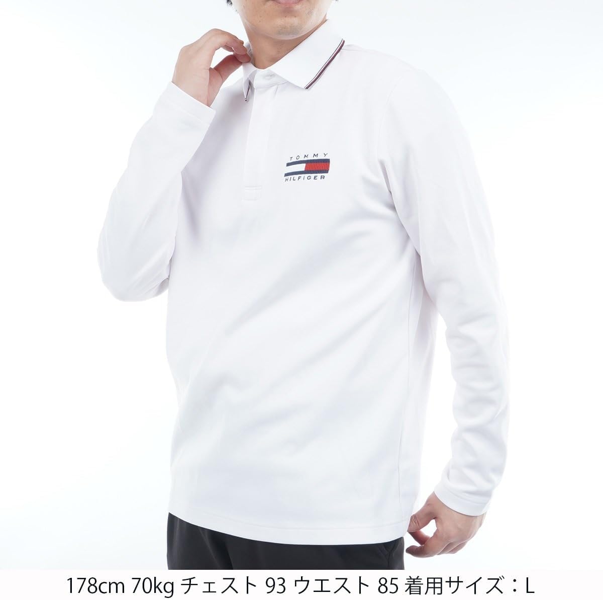 Классическая мужская футболка-поло Tommy Hilfiger для гольфа, с воротником, длинными рукавами и застежкой-молнией, белая, размер M Tommy Hilfiger Golf — фото 2