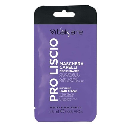 

Vitalcare PRO Smooth Hair Дисциплинирующая маска для вьющихся, непослушных и трудно разглаживаемых волос с кератином и маслом авокадо 25мл