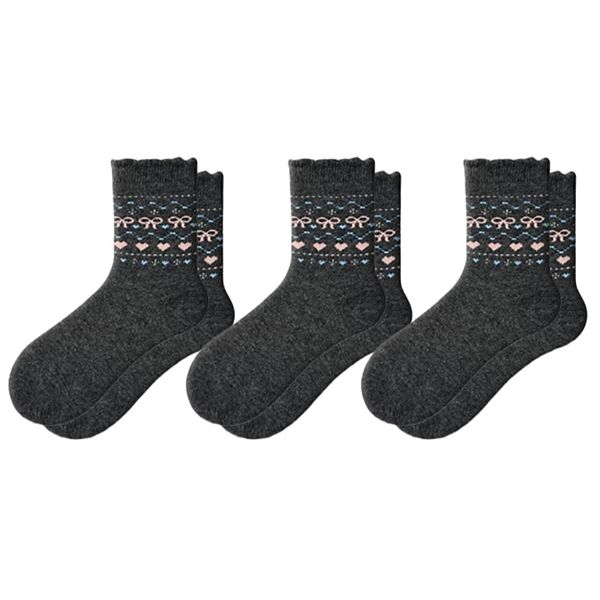 

Женские носки с узором в виде сердца и банта, 3 пары Anna-Kaci, Dark Gray