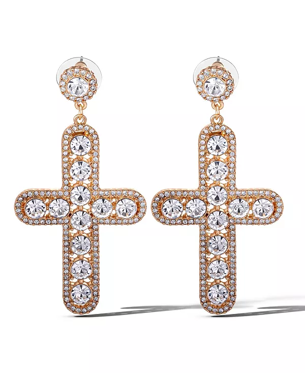 

Серьги-Подвески с хрустальным крестом Jessica Simpson, gold