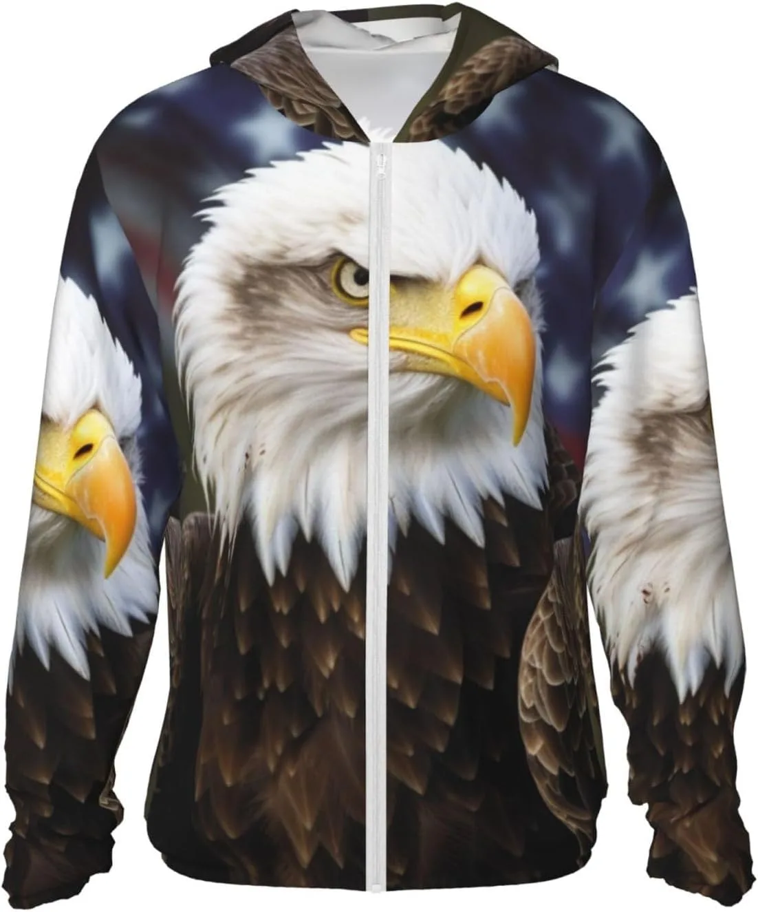 

UPF 50+ худи с капюшоном в виде белоголового орлана на молнии и карманом BTCOWZRV