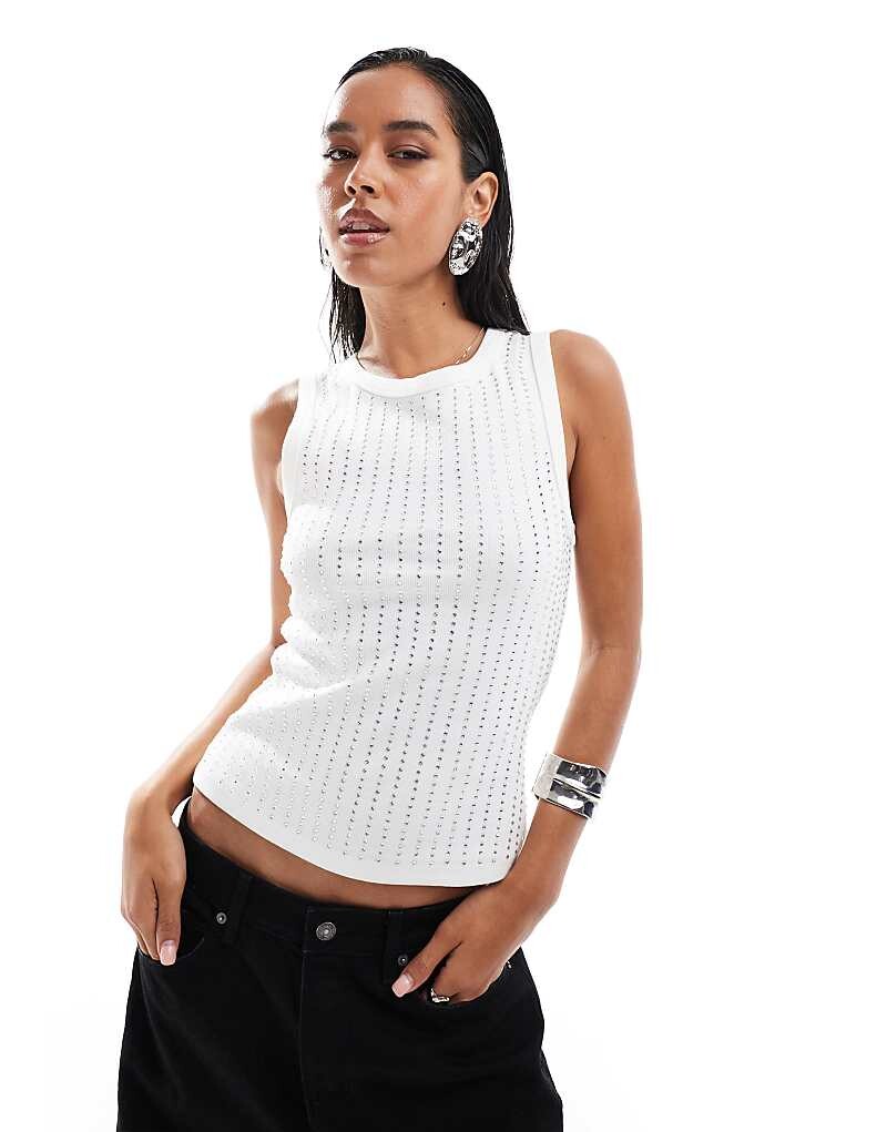 

ASOS DESIGN Белый топ без рукавов с рюшами