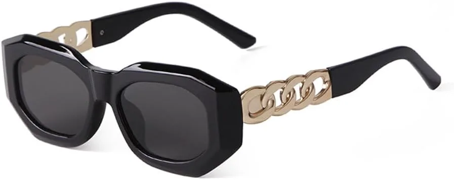 

LVTFCO Модные солнцезащитные очки с цепочкой на дужках, элегантная белая прямоугольная оправа, женские винтажные солнцезащитные очки с леопардовым принтом, C1