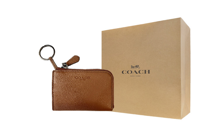 

Кожаный ключница, кошелек для монет, картхолдер мужской COACH, желтый