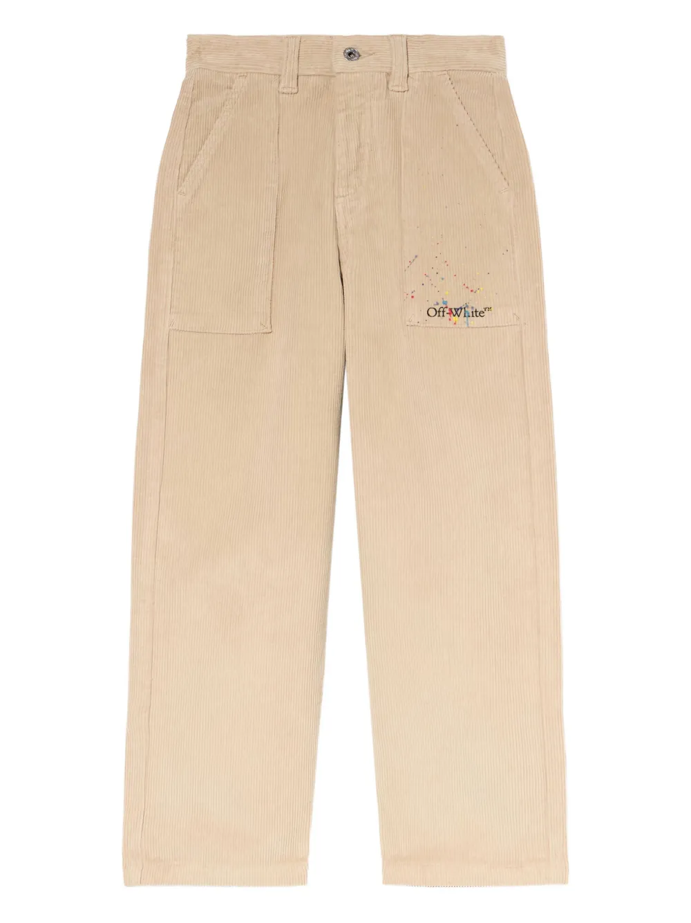 

Кордюровые брюки с диагональным логотипом Splat Off-White Kids, нейтральный