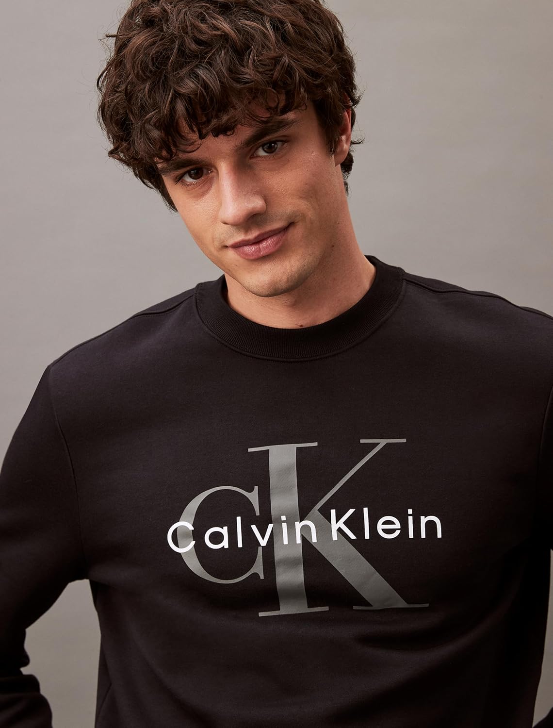 Мужская толстовка с круглым вырезом и монограммой Calvin Klein, Black Beauty — фото 2