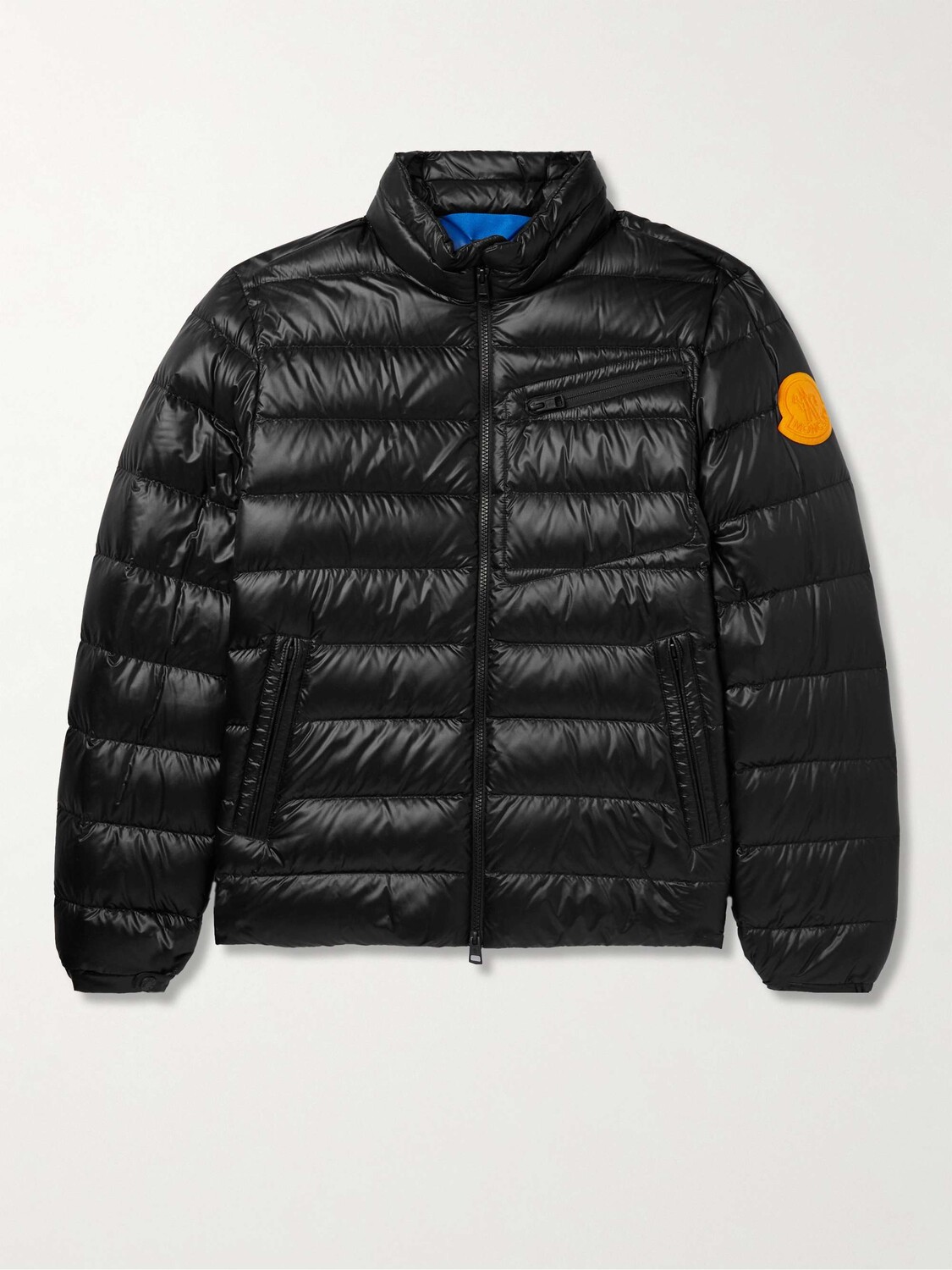 

Пуховик из стеганой ракушки с аппликацией логотипа Amalteas MONCLER, черный