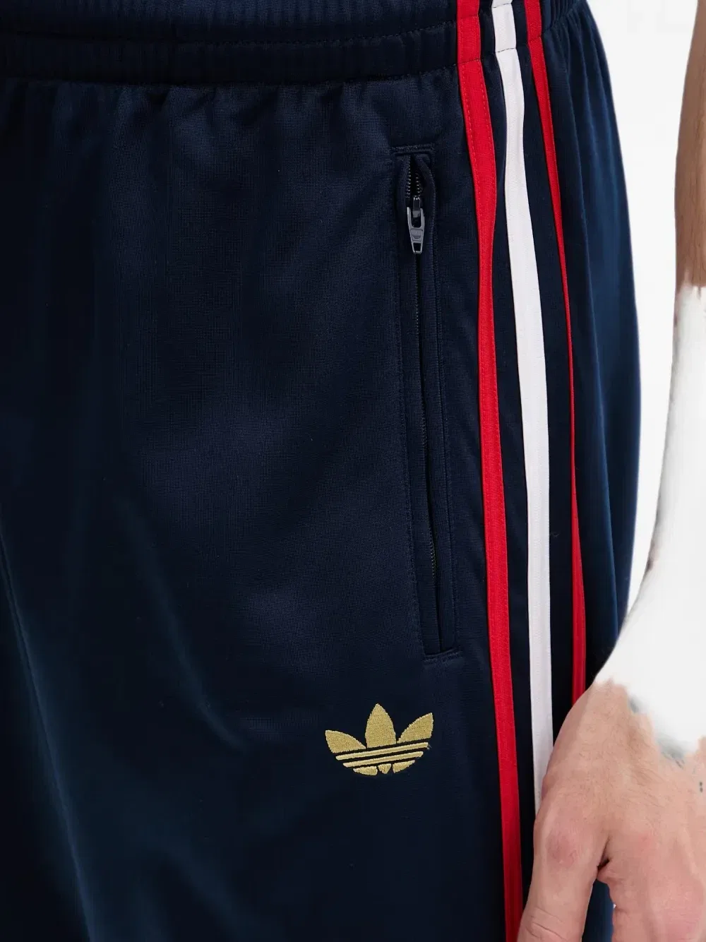 Спортивные брюки Firebird с вышитым логотипом и боковыми полосками Adidas, синий — фото 4