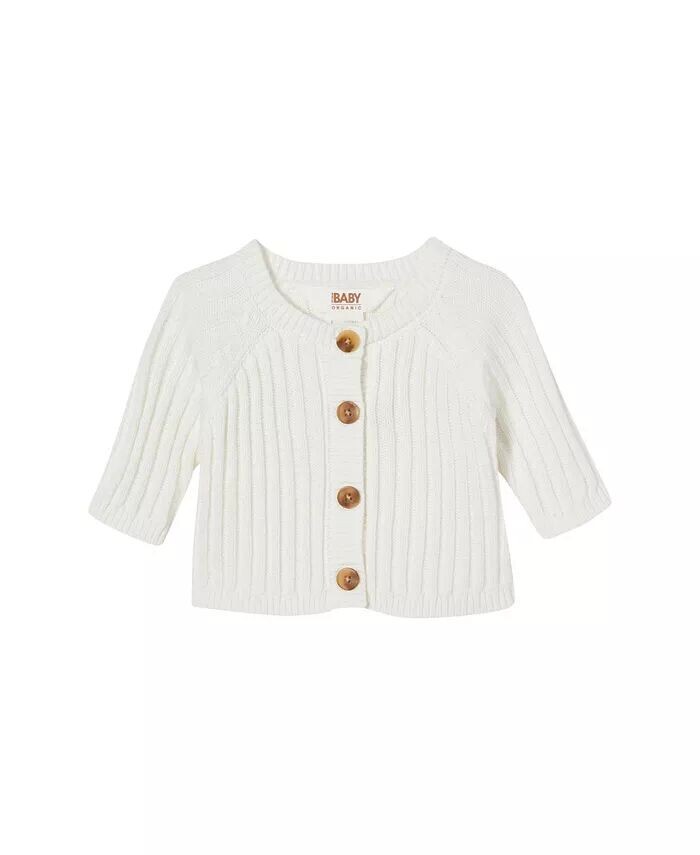 

Вязаный кардиган в рубчик для новорожденных мальчиков и девочек Cotton On, коричневый