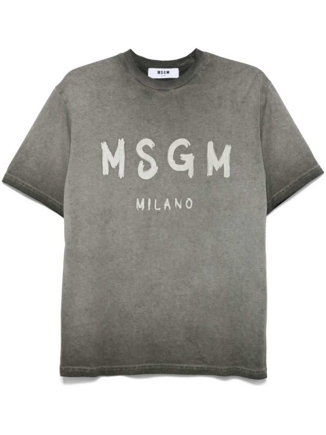

Футболка с выцветшим логотипом и мазками кисти MSGM, серый