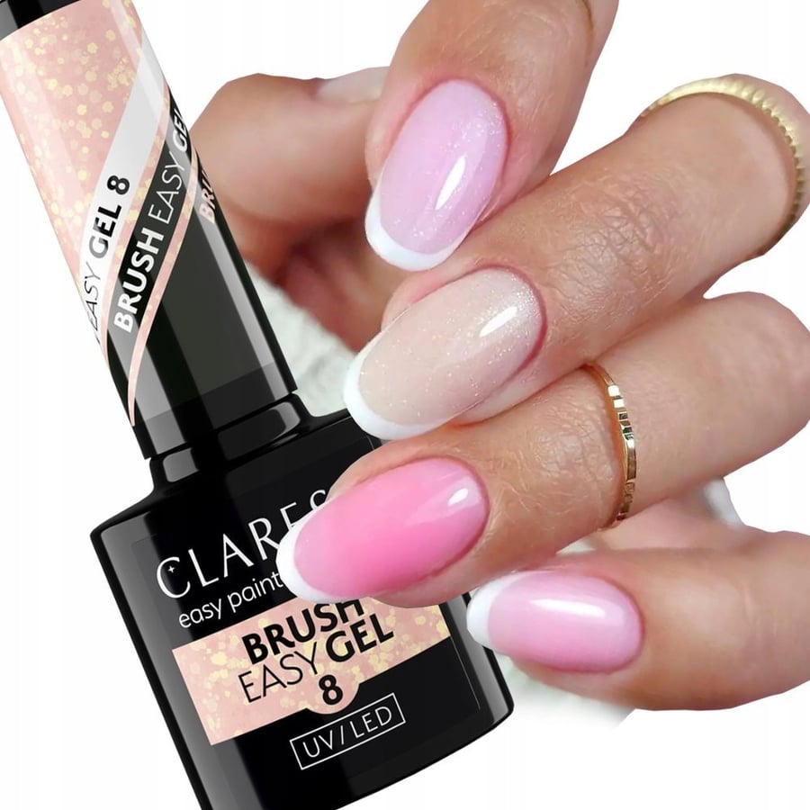 

Гель-лак Claresa Brush Easy Gel во флаконе 8, бежевый с частицами Puderek