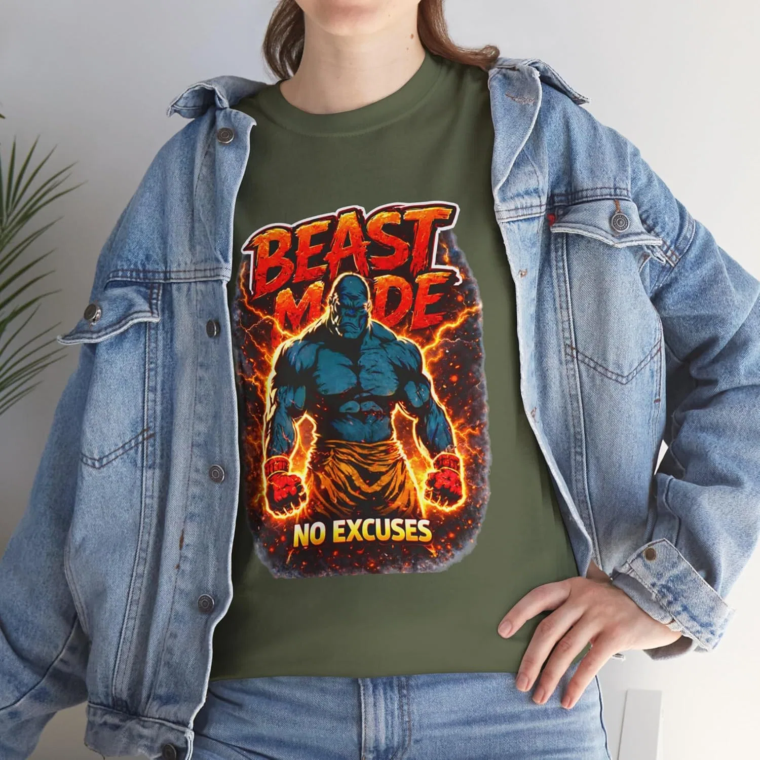 Футболка с принтом Beast Mode, Military Green — фото 3