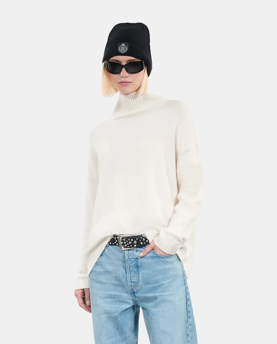 

Женский кашемировый джемпер с воротником-стойкой The Kooples, бежевый