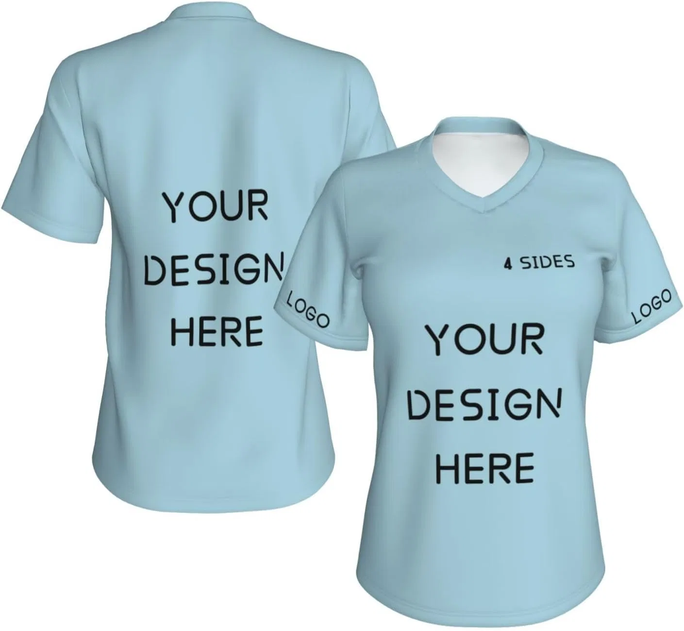 Футболка V-образным вырезом, Custom, Light Blue